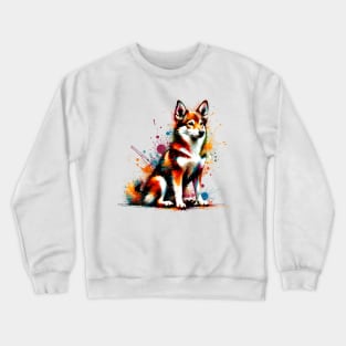 Colorful Norwegian Lundehund in Abstract Splash Paint Art Crewneck Sweatshirt